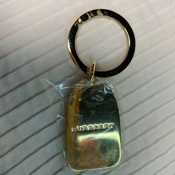 NEW BURBERRY Gold/Blue Enamel Check Key FOB/Key Chain🔥Textured🔥sealed🔥Great🎁 - Picture 4 of 13